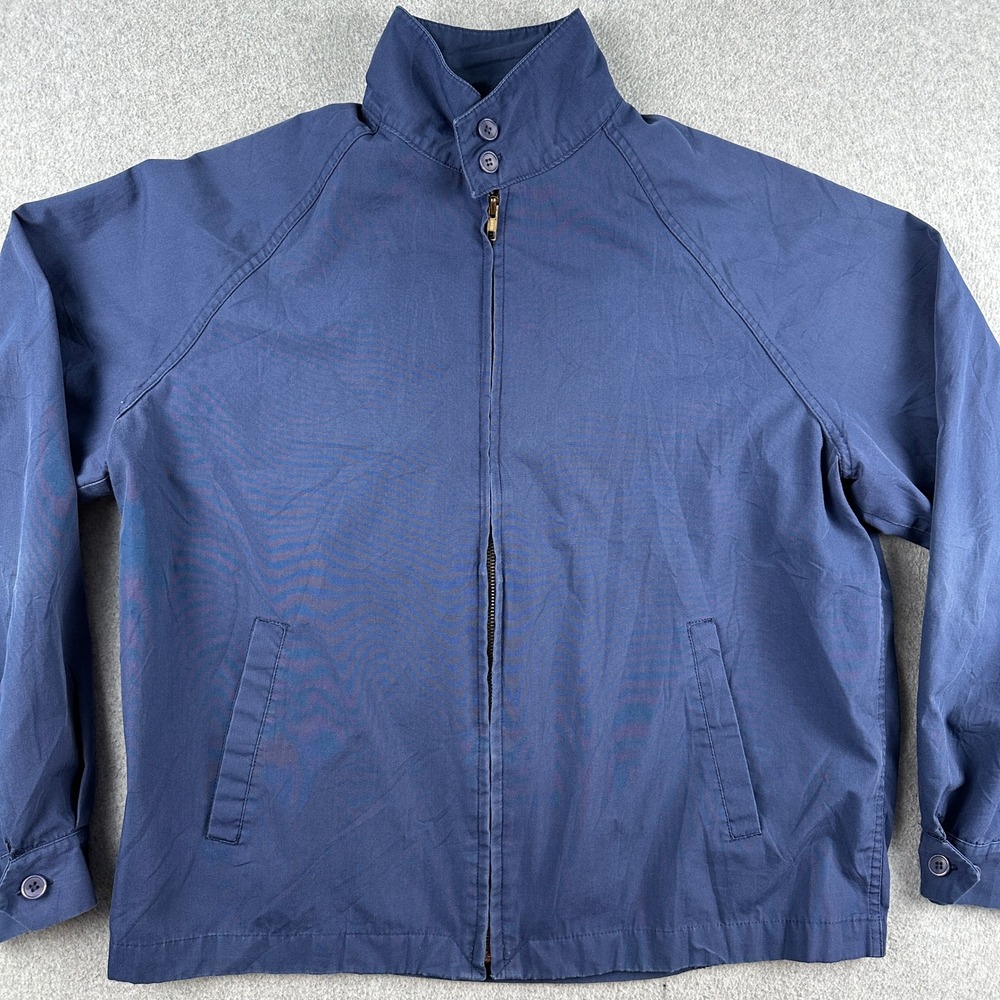 Haggar Jacket Mens Blue Harrington Full Zip Lightweight Casual Coat Solid
